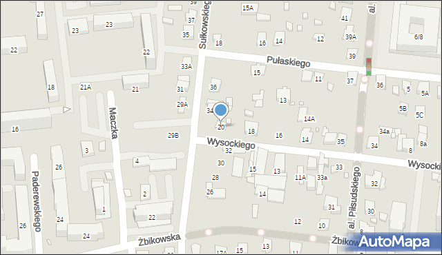 Piastów, Wysockiego Piotra, 20, mapa Piastów