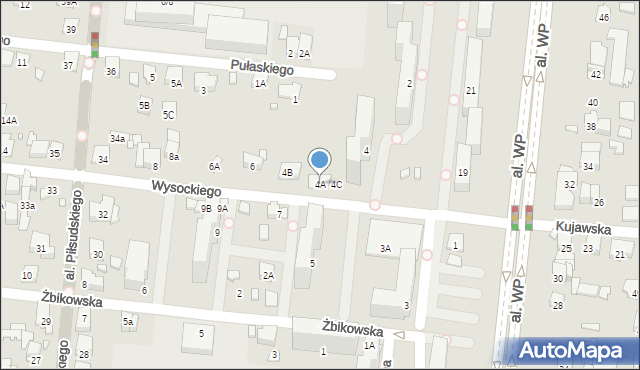 Piastów, Wysockiego Piotra, 4A, mapa Piastów