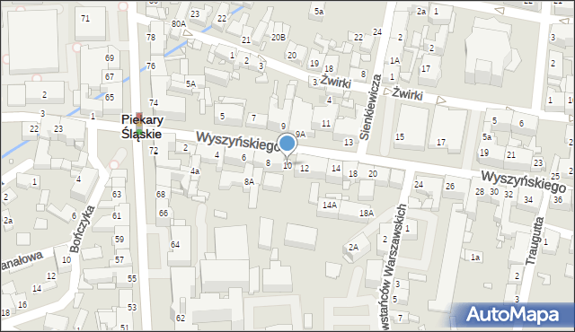 Piekary Śląskie, Wyszyńskiego Stefana, ks. prym. kard., 10, mapa Piekary Śląskie
