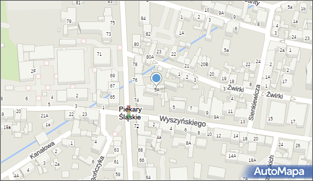 Piekary Śląskie, Wyszyńskiego Stefana, ks. prym. kard., 5A, mapa Piekary Śląskie