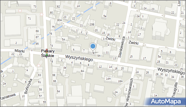 Piekary Śląskie, Wyszyńskiego Stefana, ks. prym. kard., 9, mapa Piekary Śląskie