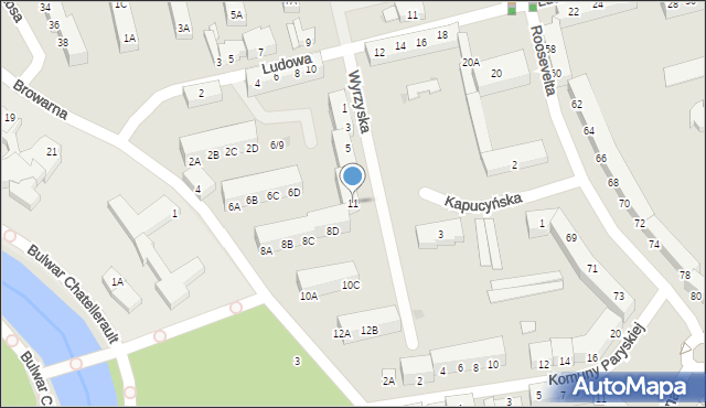 Piła, Wyrzyska, 11, mapa Piły