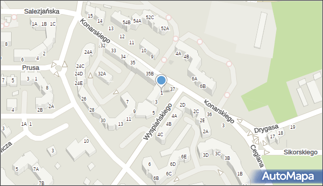 Piła, Wyspiańskiego Stanisława, 1, mapa Piły