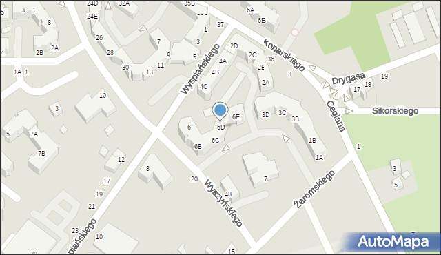 Piła, Wyspiańskiego Stanisława, 6D, mapa Piły