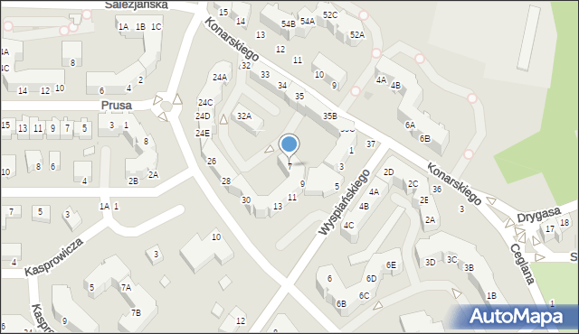 Piła, Wyspiańskiego Stanisława, 7, mapa Piły