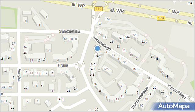 Piła, Wyszyńskiego Stefana, ks. prym. kard., 24A, mapa Piły
