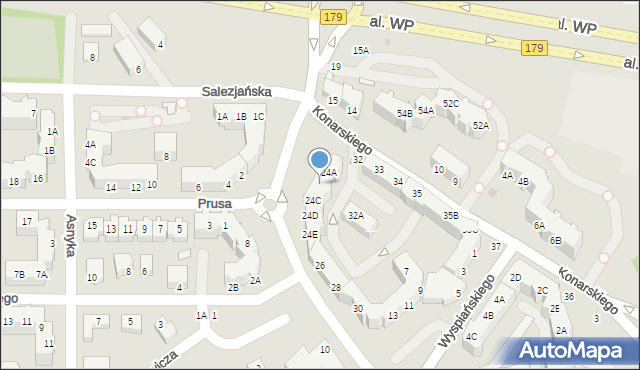 Piła, Wyszyńskiego Stefana, ks. prym. kard., 24B, mapa Piły
