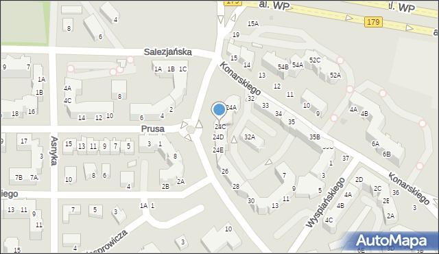 Piła, Wyszyńskiego Stefana, ks. prym. kard., 24C, mapa Piły