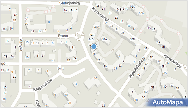 Piła, Wyszyńskiego Stefana, ks. prym. kard., 26, mapa Piły