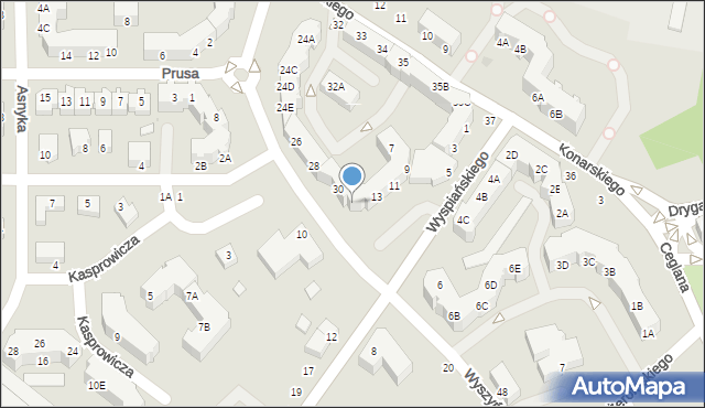 Piła, Wyszyńskiego Stefana, ks. prym. kard., 32, mapa Piły