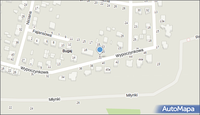 Piotrków Trybunalski, Wypoczynkowa, 21, mapa Piotrków Trybunalski