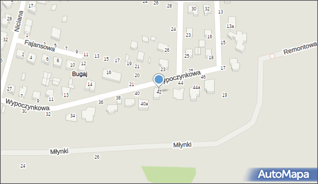 Piotrków Trybunalski, Wypoczynkowa, 42, mapa Piotrków Trybunalski