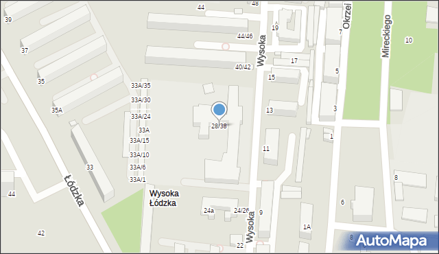 Piotrków Trybunalski, Wysoka, 28/38, mapa Piotrków Trybunalski