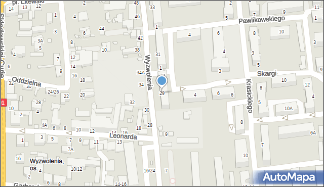 Piotrków Trybunalski, Wyzwolenia, 29, mapa Piotrków Trybunalski