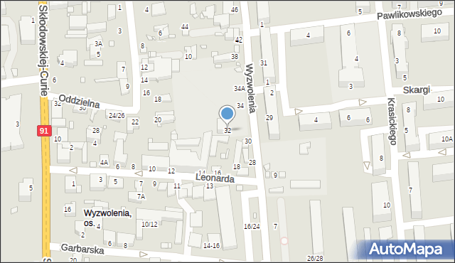 Piotrków Trybunalski, Wyzwolenia, 32, mapa Piotrków Trybunalski