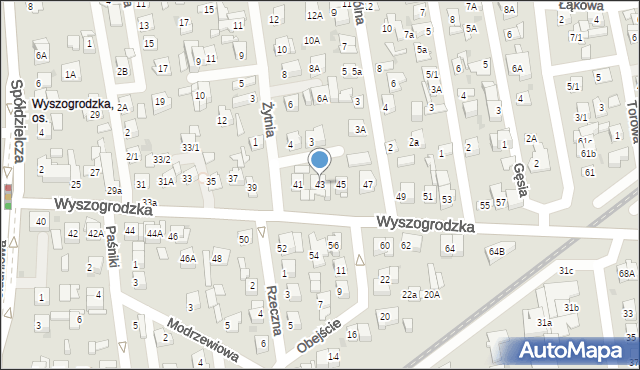 Płock, Wyszogrodzka, 43, mapa Płock
