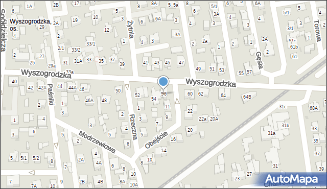 Płock, Wyszogrodzka, 56, mapa Płock