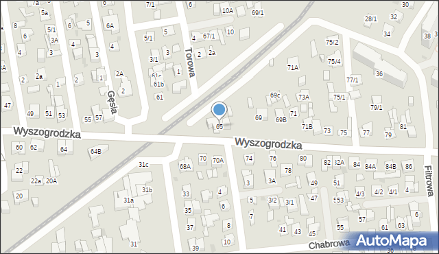 Płock, Wyszogrodzka, 65, mapa Płock