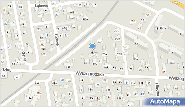 Płock, Wyszogrodzka, 69c, mapa Płock