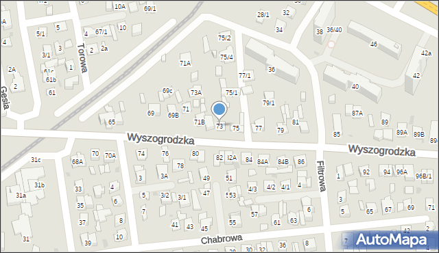 Płock, Wyszogrodzka, 73, mapa Płock