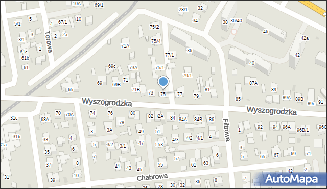 Płock, Wyszogrodzka, 75, mapa Płock