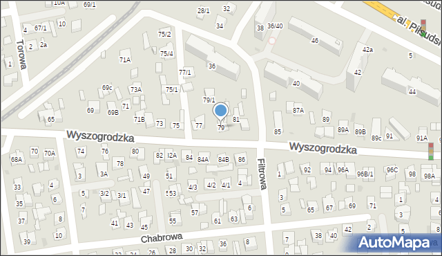 Płock, Wyszogrodzka, 79, mapa Płock