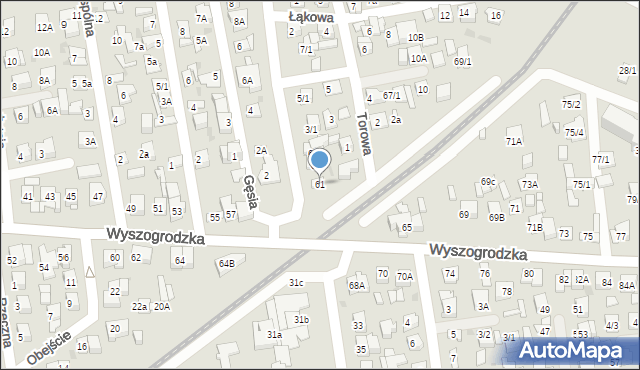 Płock, Wyszogrodzka, 61, mapa Płock