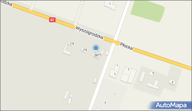 Płock, Wyszogrodzka, 280, mapa Płock