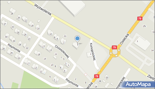 Połaniec, Wyzwolenia, 3, mapa Połaniec