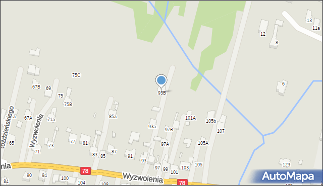 Poręba, Wyzwolenia, 93B, mapa Poręba