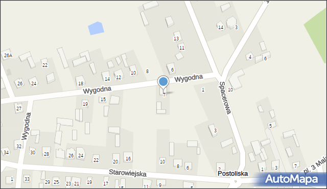 Postoliska, Wygodna, 7, mapa Postoliska