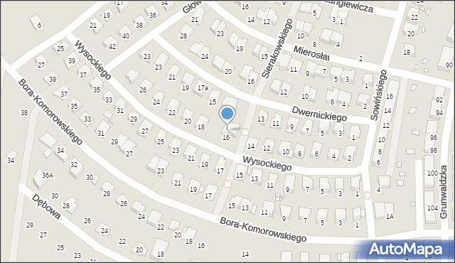 Prudnik, Wysockiego Piotra, 16a, mapa Prudnik