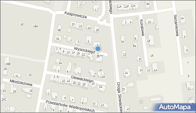 Pruszcz Gdański, Wysockiego Piotra, 26, mapa Pruszcz Gdański