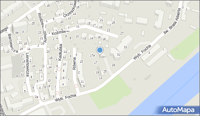 Przemyśl, Wybrzeże Ferdynanda Focha, marsz., 25a, mapa Przemyśla