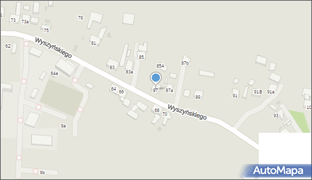 Pyskowice, Wyszyńskiego Stefana, ks. kard., 87, mapa Pyskowice