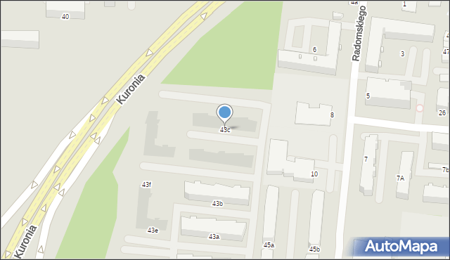 Radom, Wyścigowa, 43c, mapa Radomia