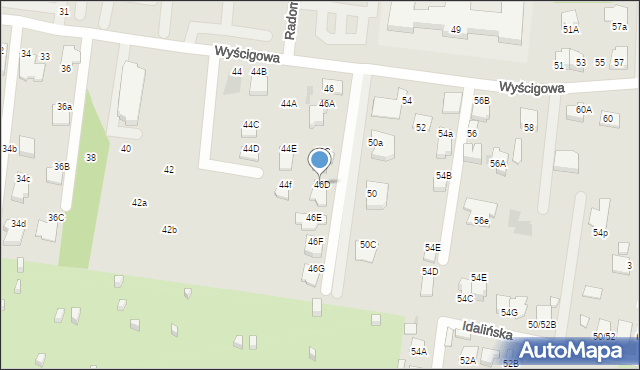 Radom, Wyścigowa, 46D, mapa Radomia