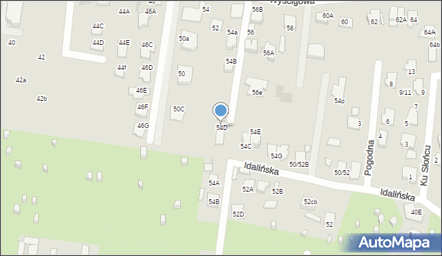 Radom, Wyścigowa, 54D, mapa Radomia