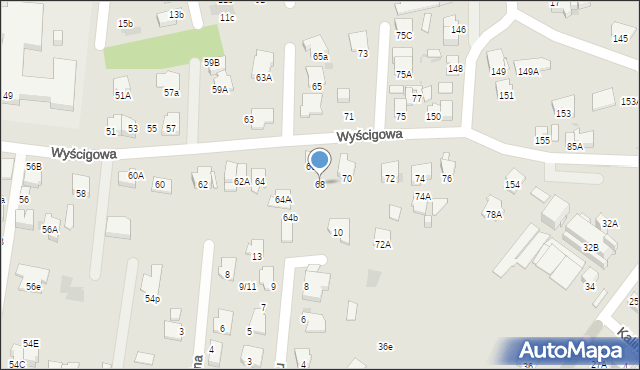 Radom, Wyścigowa, 68, mapa Radomia