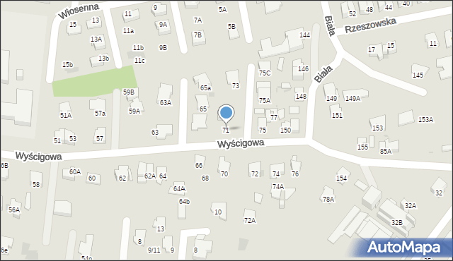 Radom, Wyścigowa, 71, mapa Radomia