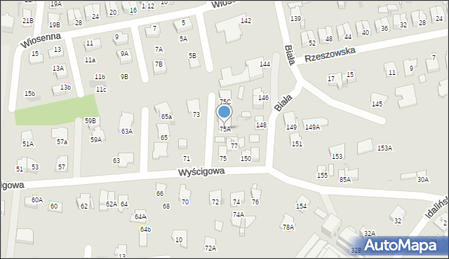 Radom, Wyścigowa, 75A, mapa Radomia