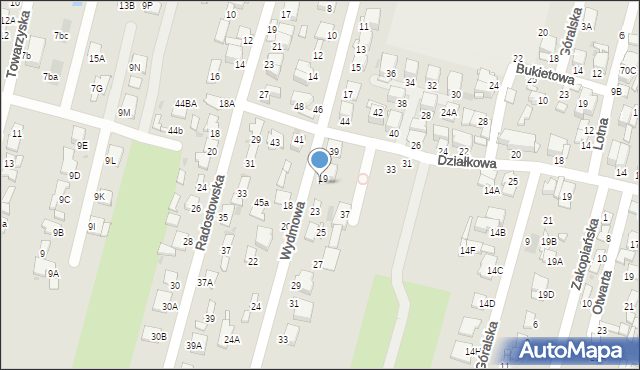 Radom, Wydmowa, 21A, mapa Radomia