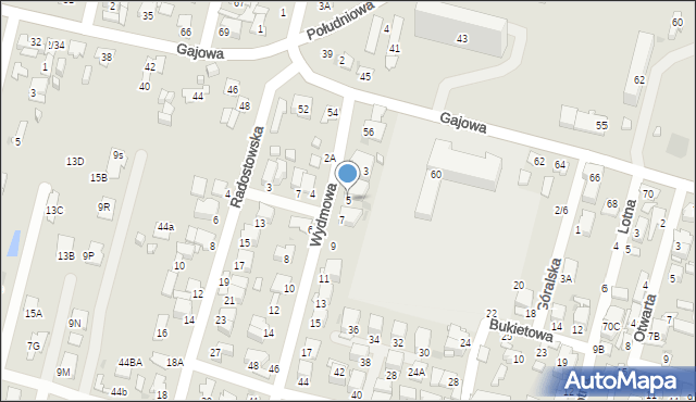Radom, Wydmowa, 5, mapa Radomia