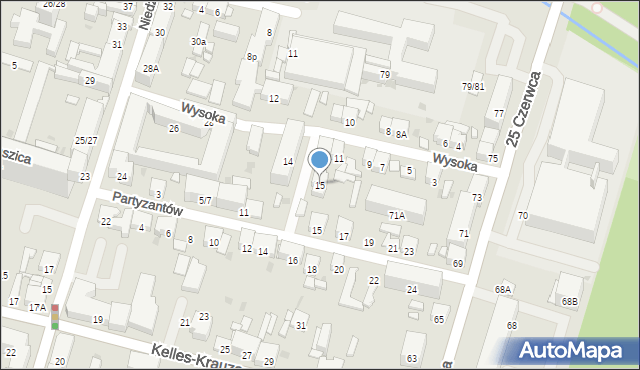 Radom, Wysoka, 15, mapa Radomia