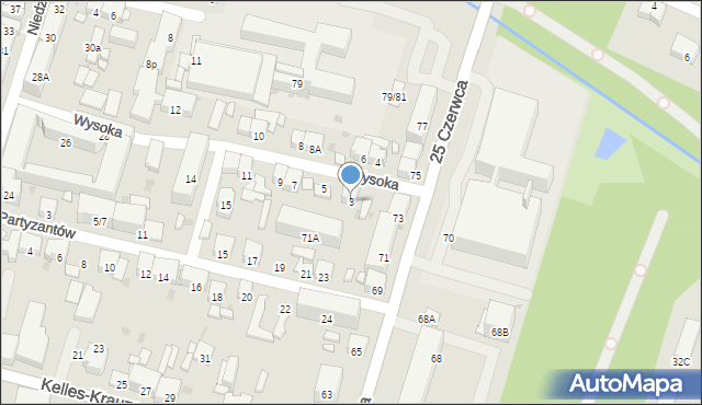 Radom, Wysoka, 3, mapa Radomia