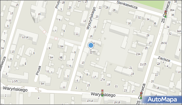 Radom, Wyszyńskiego Stefana, ks. kard., 12, mapa Radomia