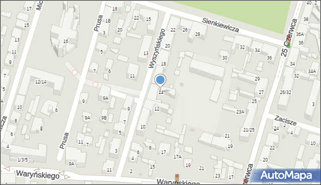 Radom, Wyszyńskiego Stefana, ks. kard., 14, mapa Radomia