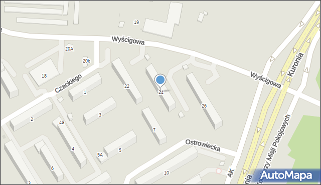 Radom, Wyścigowa, 24, mapa Radomia