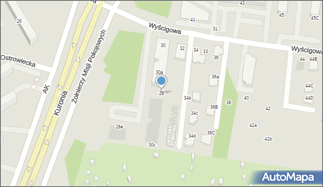 Radom, Wyścigowa, 28, mapa Radomia
