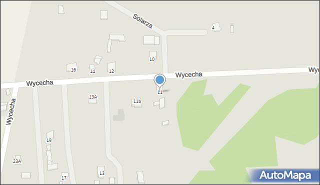 Radom, Wycecha Czesława, 11, mapa Radomia